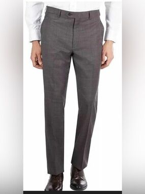 NWT Lauren Ralph Lauren Gray Flat Front Dress Pants 38x32 Classic Fit UltraFlex